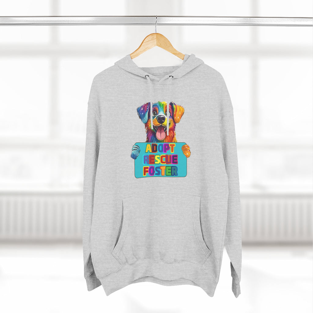 Adopt Rescue Foster Hoodie — Colorful Rainbow Pup Animal Rescue Support Sweatshirt