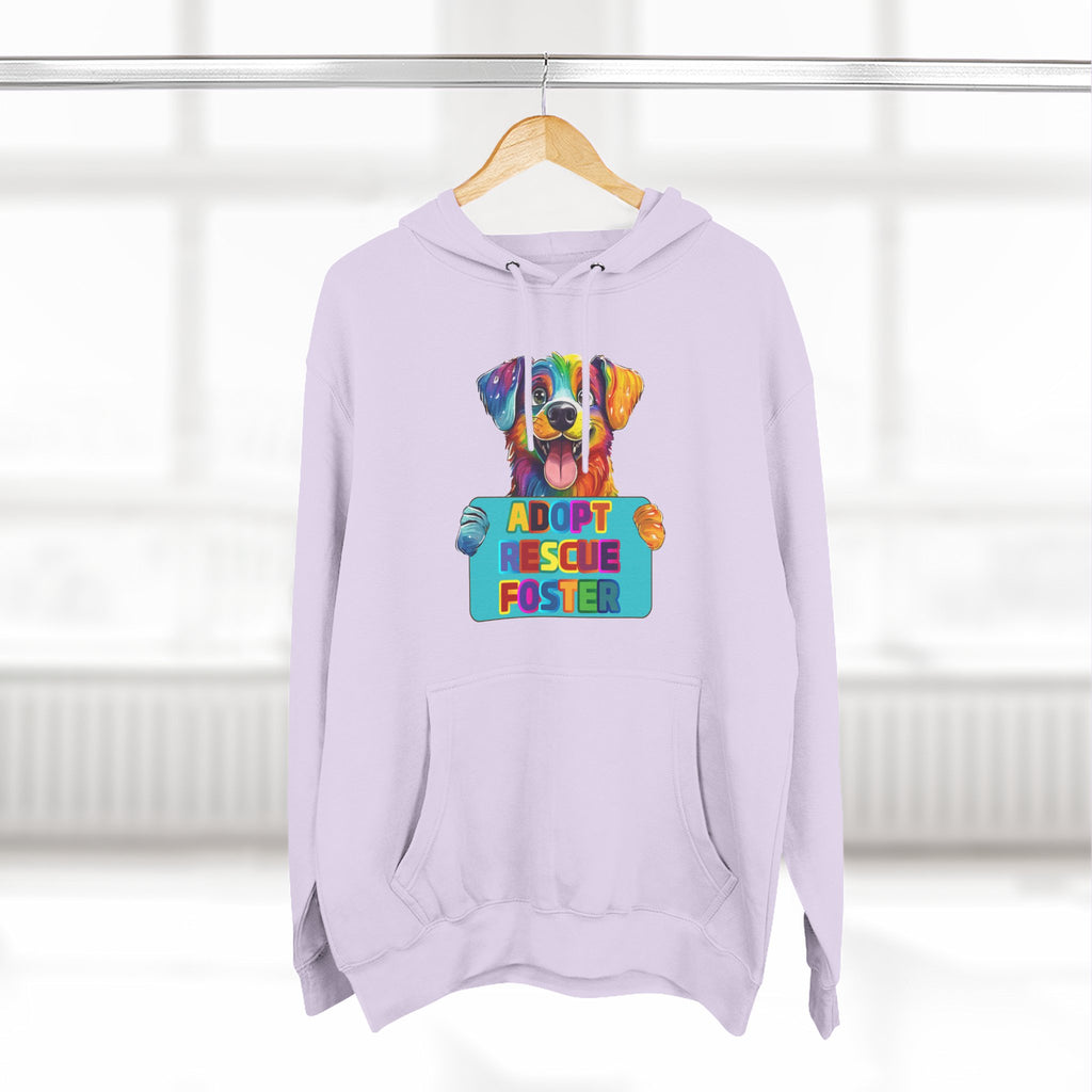 Adopt Rescue Foster Hoodie — Colorful Rainbow Pup Animal Rescue Support Sweatshirt