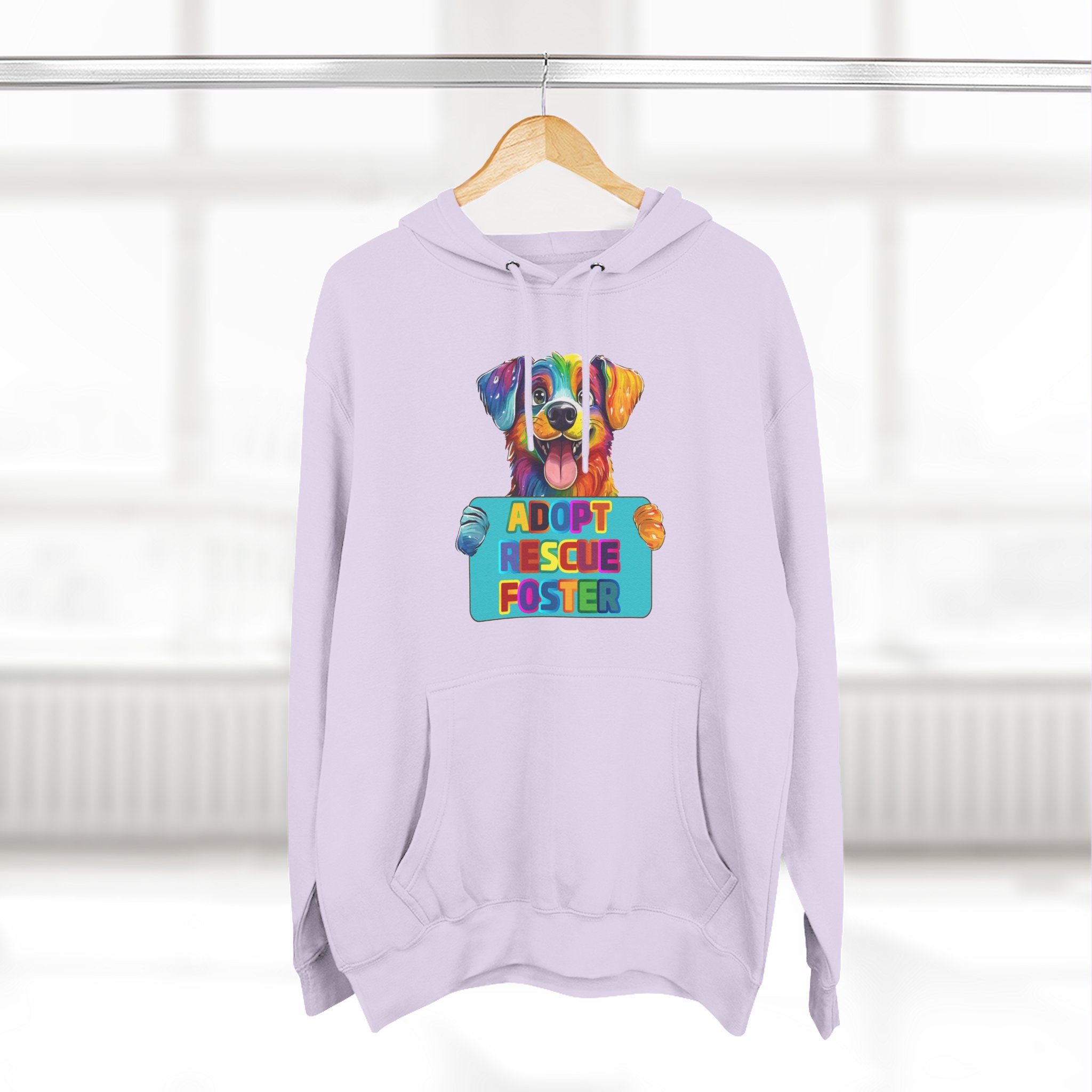 Adopt Rescue Foster Hoodie — Colorful Rainbow Pup Animal Rescue Support Sweatshirt