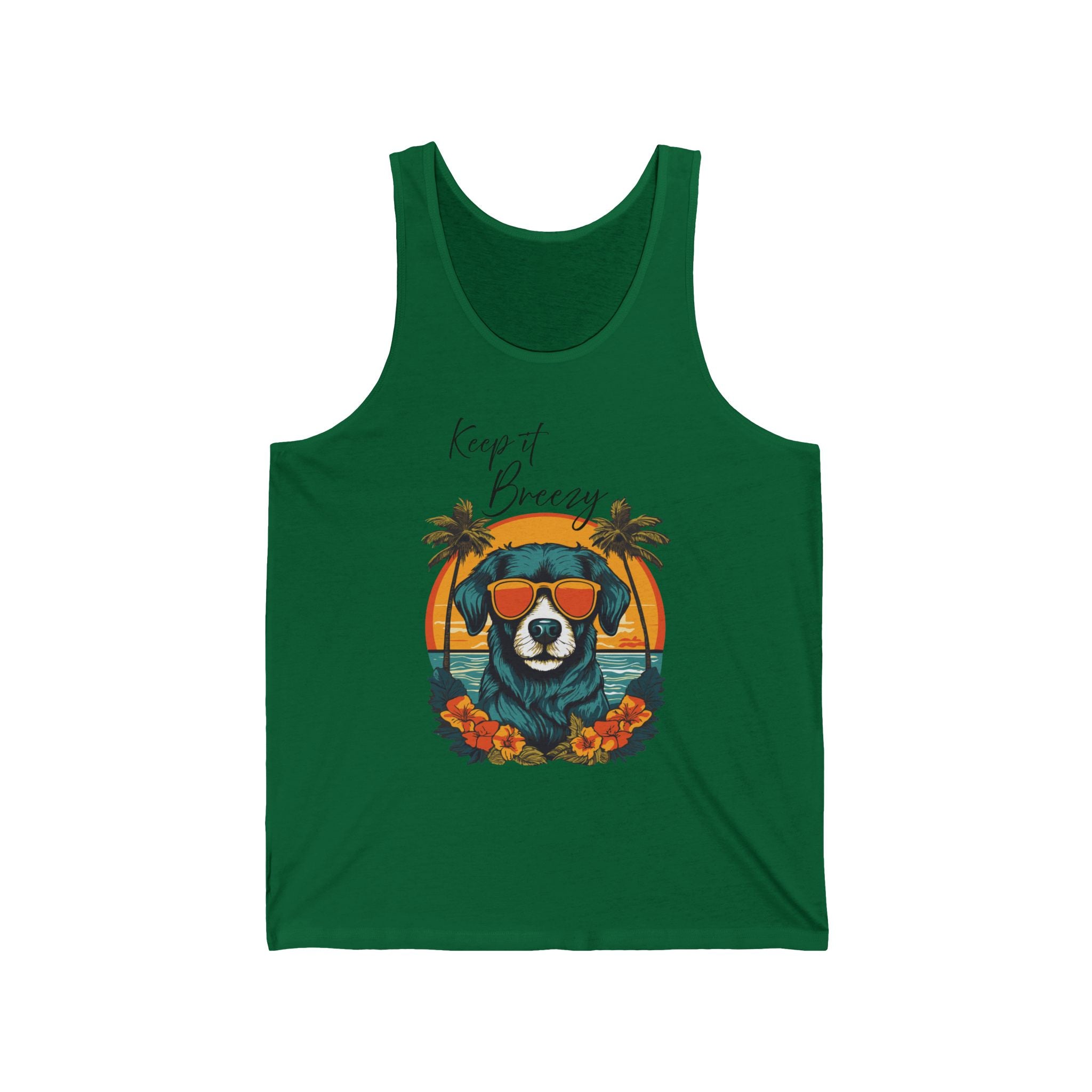 Keep It Breezy Bear Tank Top — Retro Tropical Sunglasses Summer Graphic