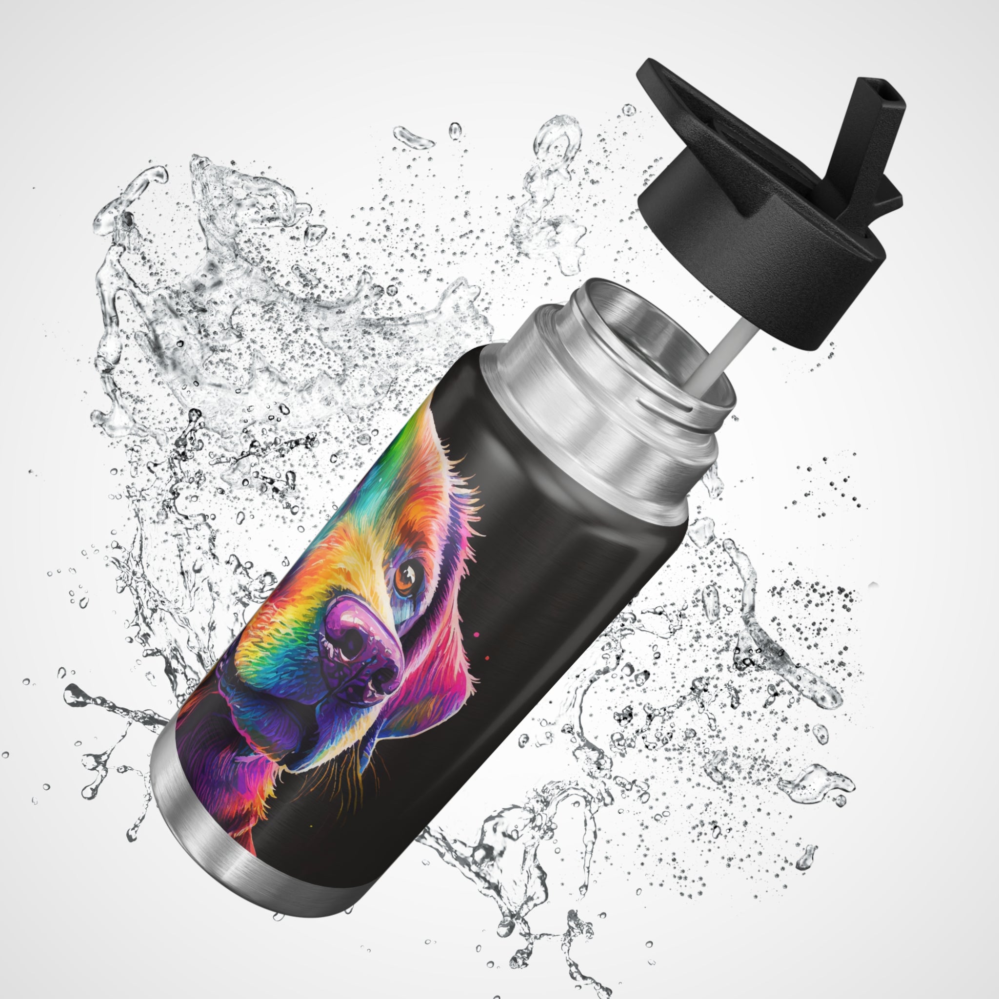 Colorful Labrador Dog 32oz Tumbler – Rainbow Pet Art Stainless Travel Bottle