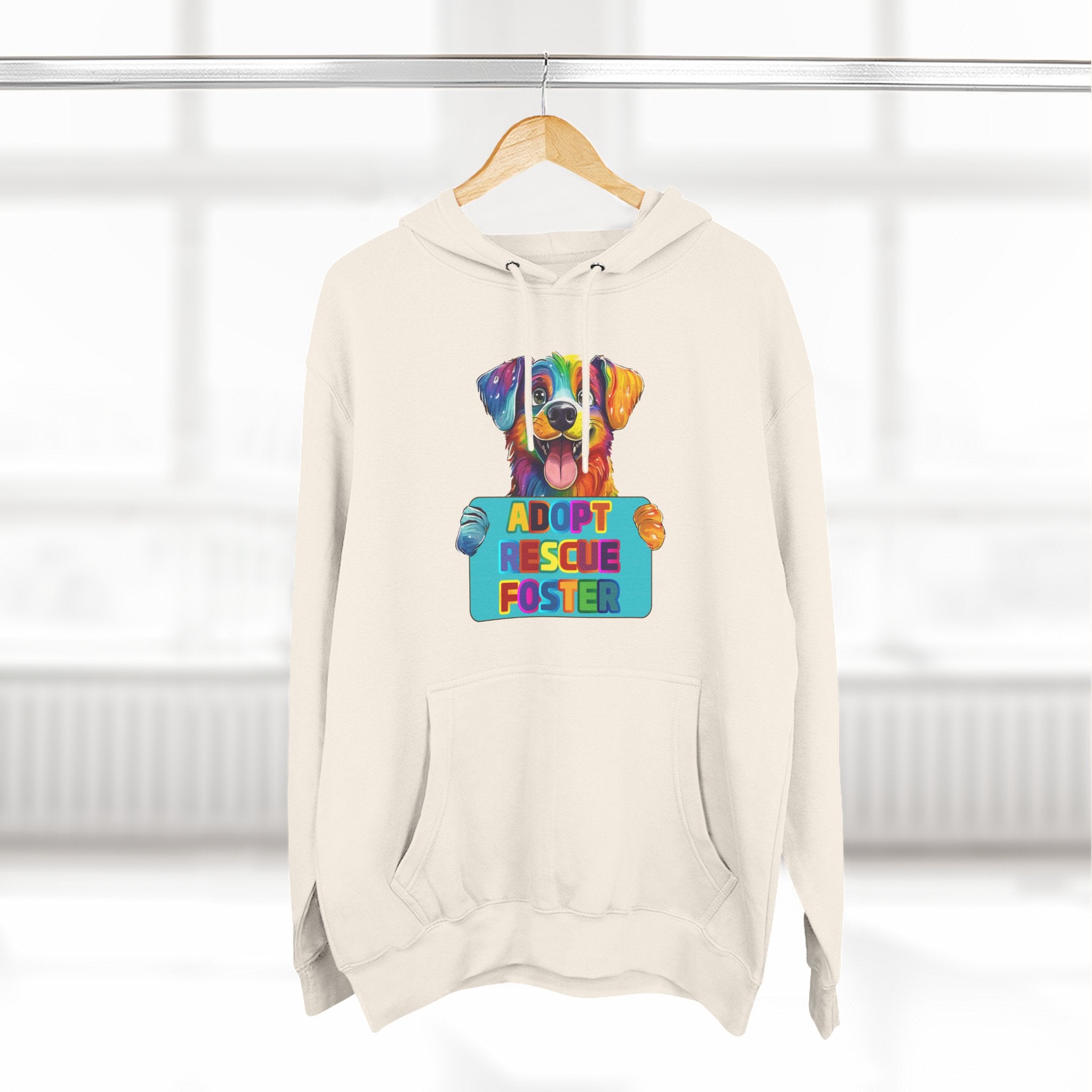 Adopt Rescue Foster Hoodie — Colorful Rainbow Pup Animal Rescue Support Sweatshirt