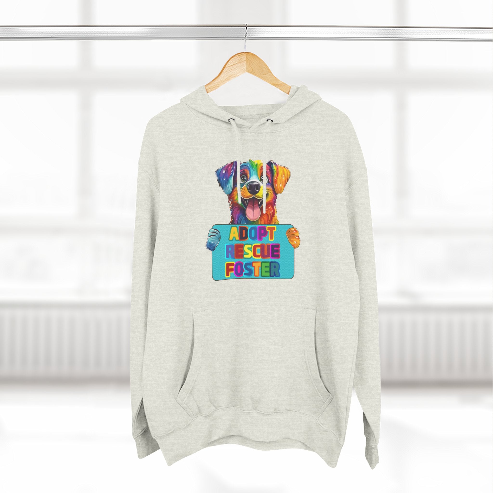Adopt Rescue Foster Hoodie — Colorful Rainbow Pup Animal Rescue Support Sweatshirt