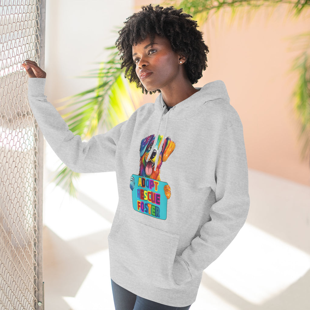 Adopt Rescue Foster Hoodie — Colorful Rainbow Pup Animal Rescue Support Sweatshirt