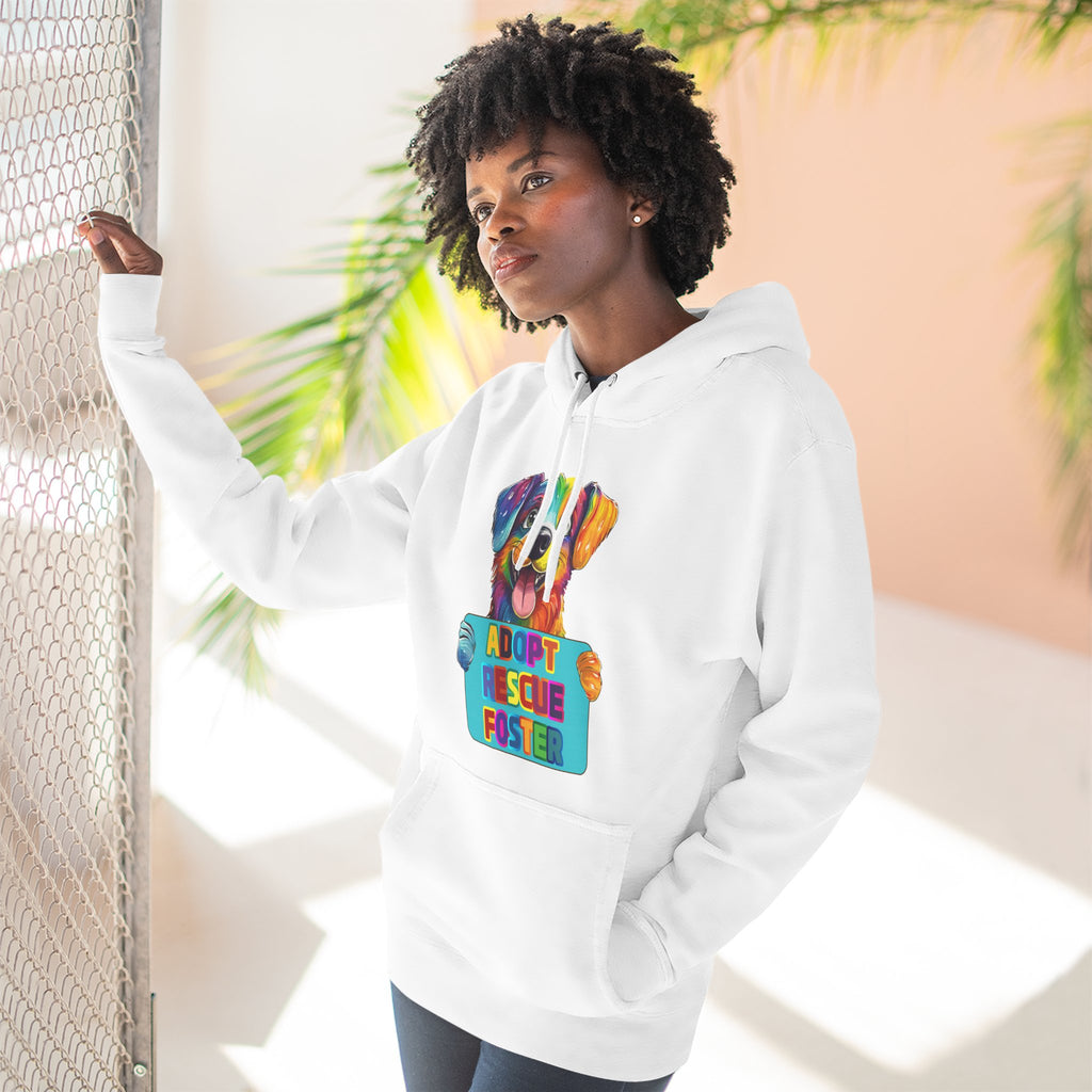 Adopt Rescue Foster Hoodie — Colorful Rainbow Pup Animal Rescue Support Sweatshirt