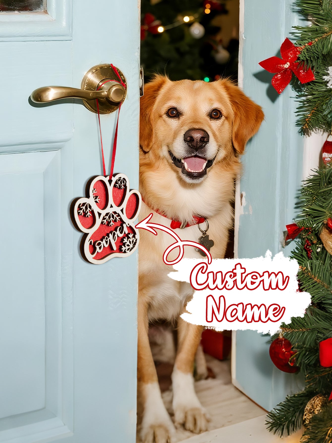 Personalized Dog Paw Snowflake Ornament