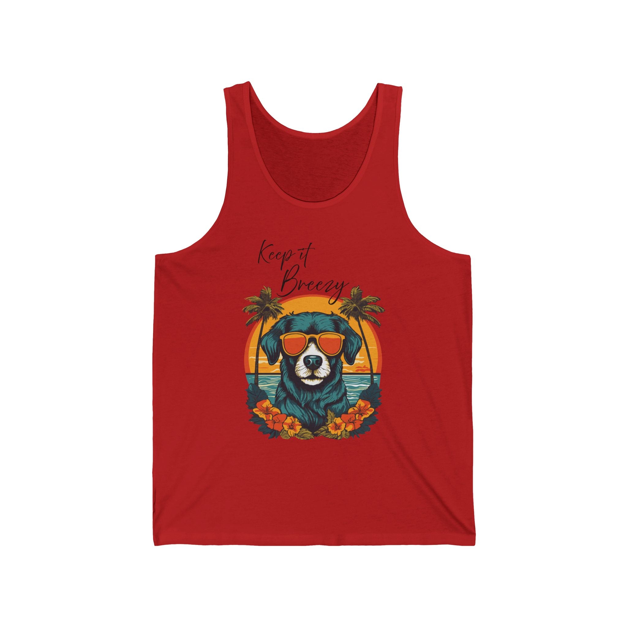 Keep It Breezy Bear Tank Top — Retro Tropical Sunglasses Summer Graphic
