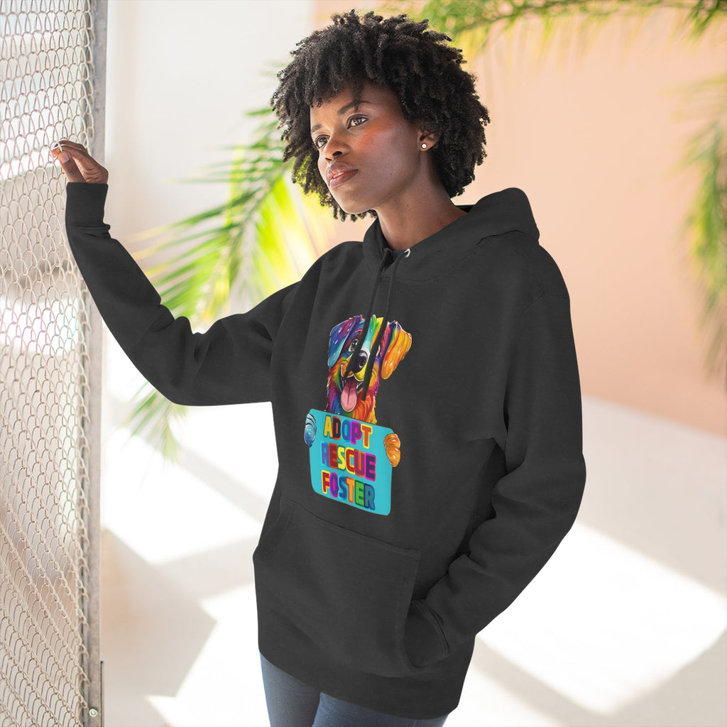 Adopt Rescue Foster Hoodie — Colorful Rainbow Pup Animal Rescue Support Sweatshirt