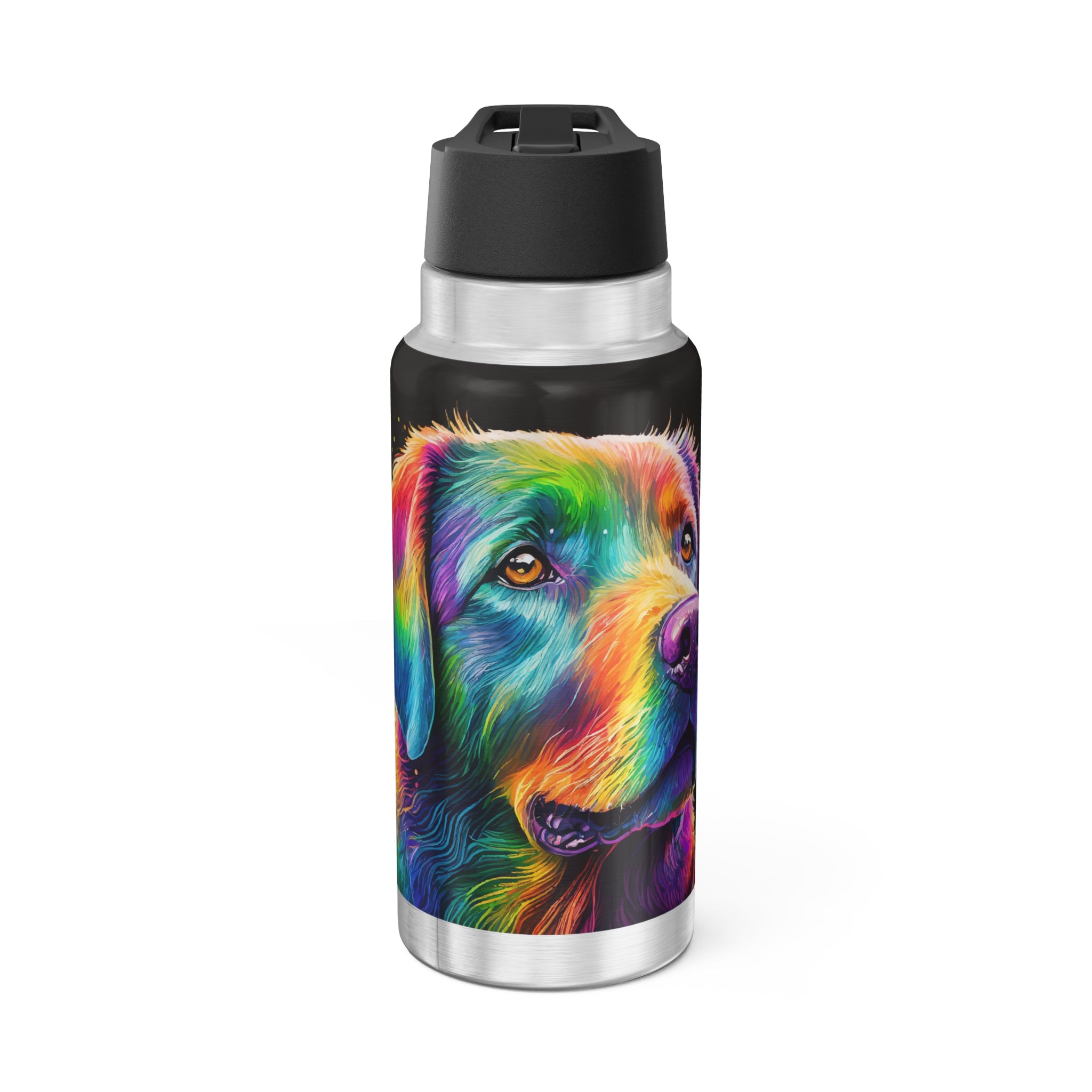 Colorful Labrador Dog 32oz Tumbler – Rainbow Pet Art Stainless Travel Bottle