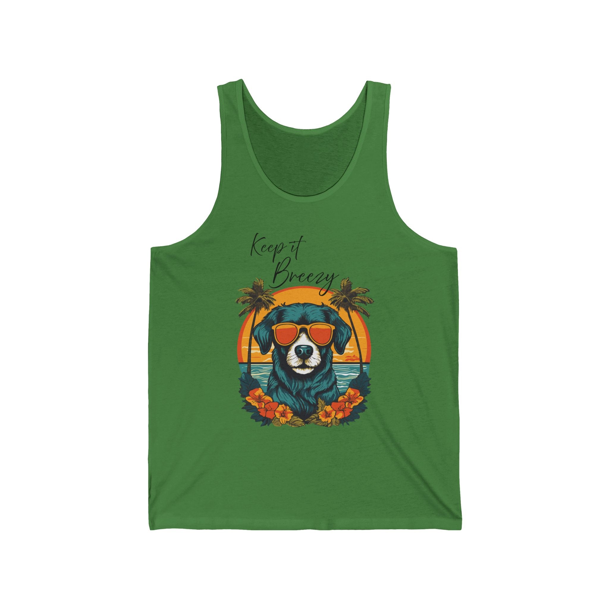 Keep It Breezy Bear Tank Top — Retro Tropical Sunglasses Summer Graphic