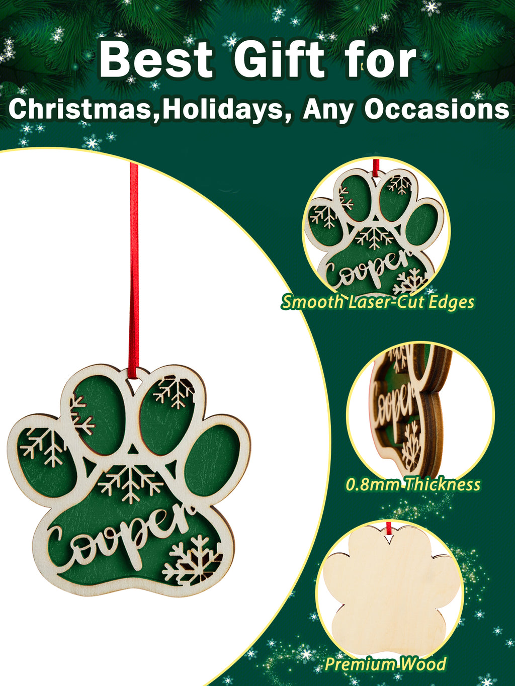 Personalized Dog Paw Snowflake Ornament