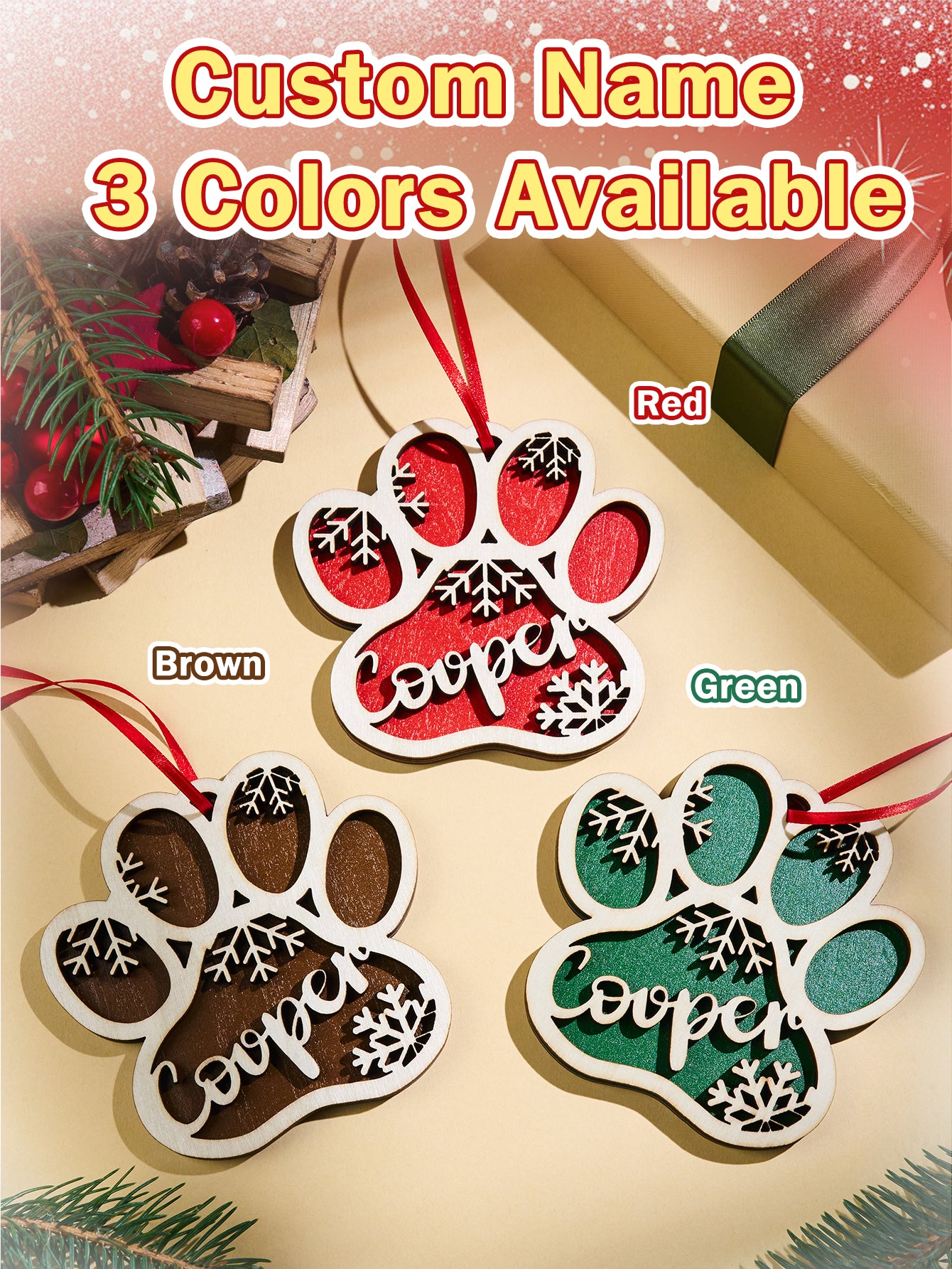 Personalized Dog Paw Snowflake Ornament